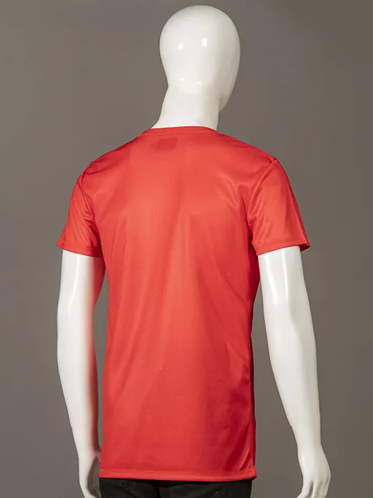 Men Crew Neck Red Sports T-shirt