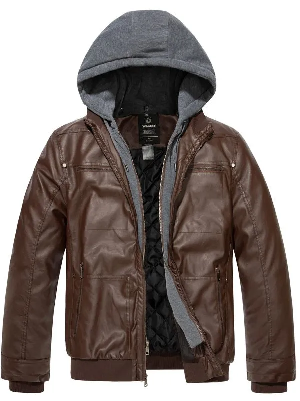 Men's Big and Tall PU Faux Leather Jacket Plus Size Motorcycle Bomer Jacket