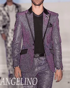 Mens Fashion Suit - Lucio silver and purple.                                                                   - Prom - Wedding - Tuxedo