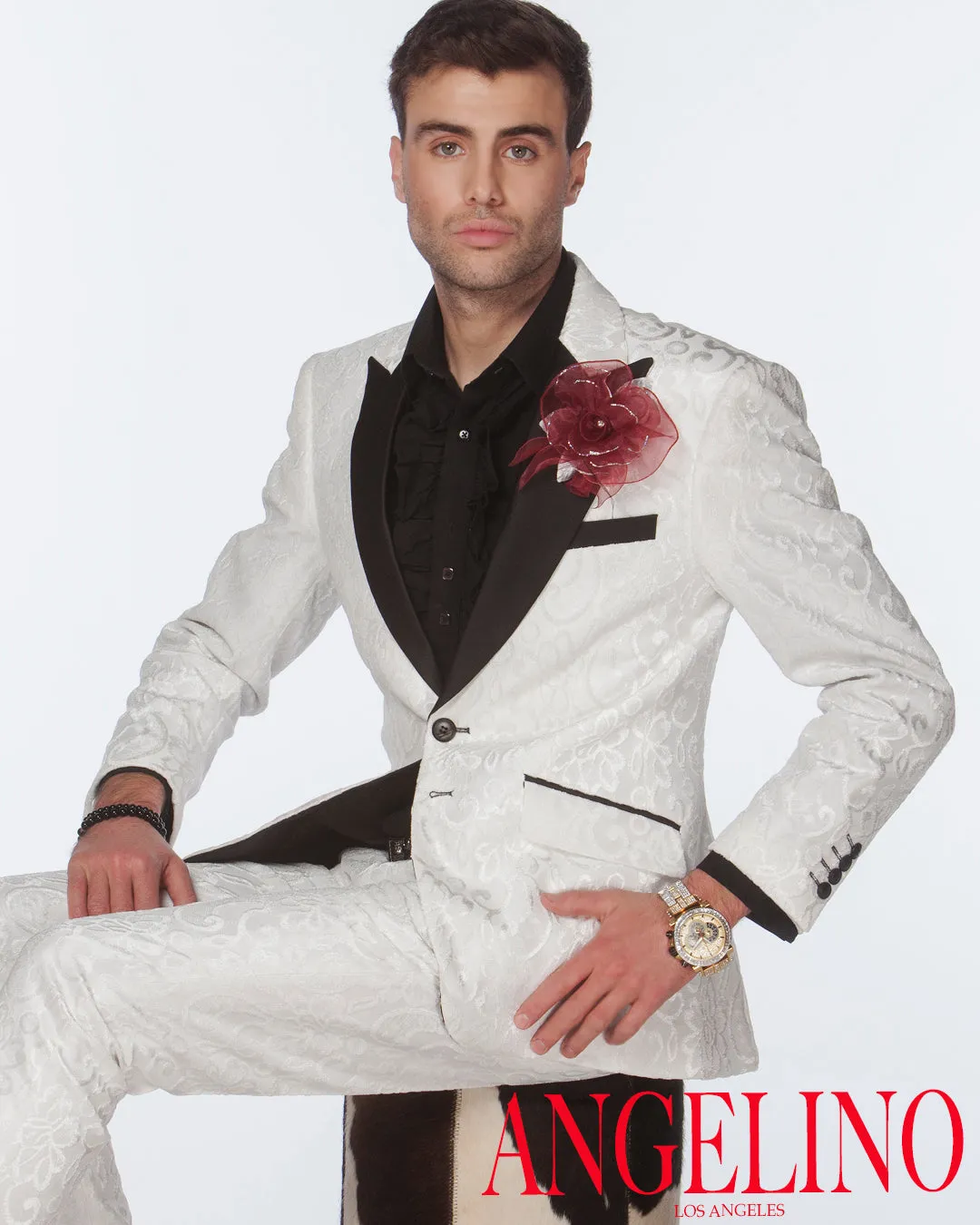 Men's Fashion Suit, Tuxedo - New Salsa White - Prom - Suits - wedding