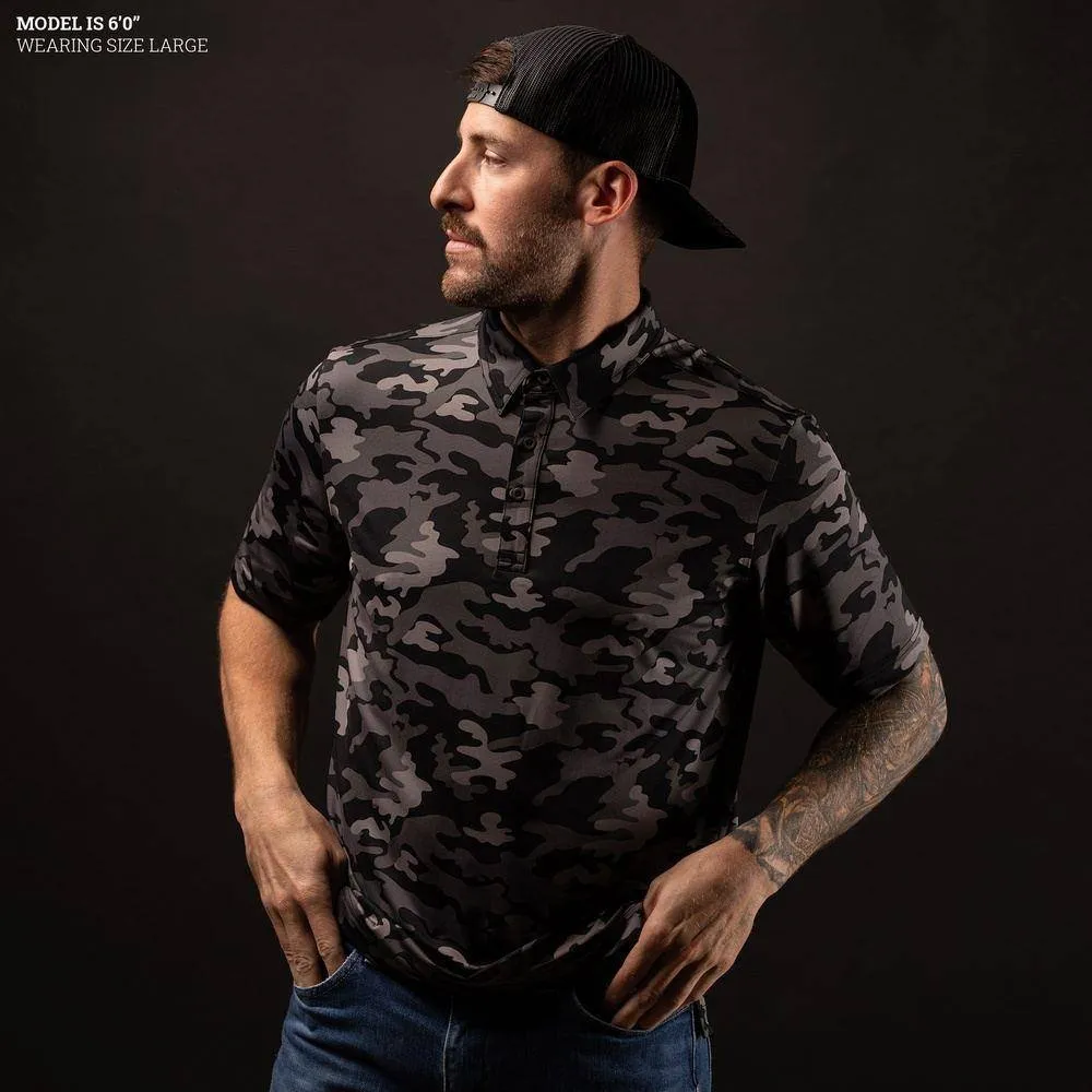 Men's Polo - Black Camo