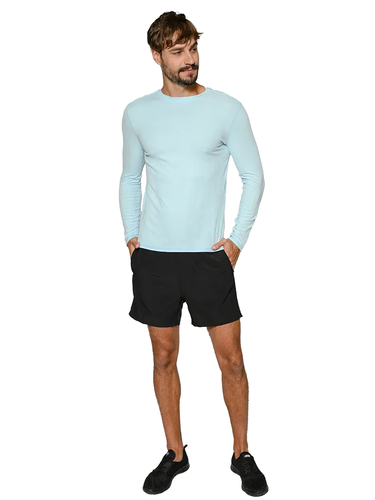 Men's Ribbed Long Sleeve Ultra Light Weight Sun Shirts in solid colors