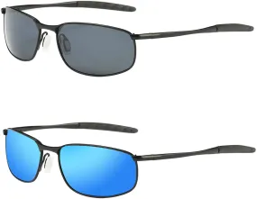 MROYALE™ 2-Pack Polarized 'Curve Wrap' Metal Sunglasses -  Men's Sports, UV400, Case