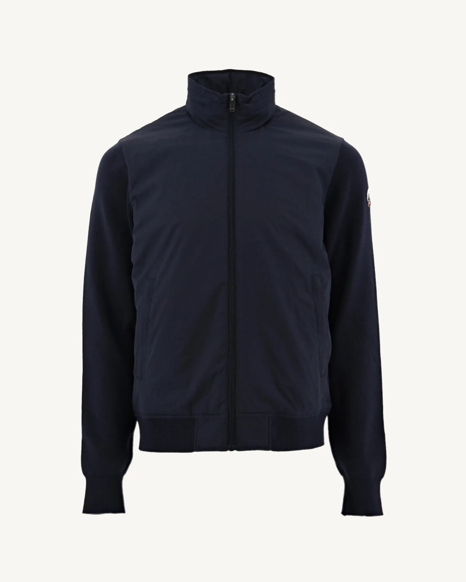 Navy Bardenas bi-fabric hooded jacket