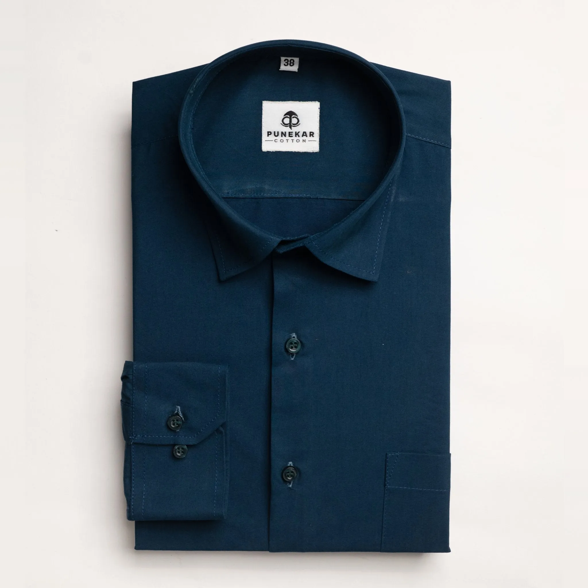 Navy Blue Color Lycra Twill Cotton Shirt For Men