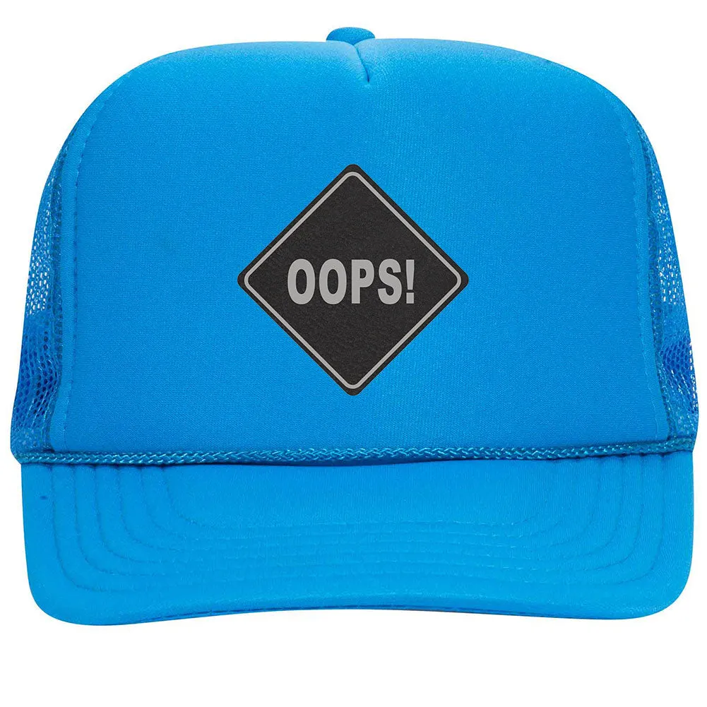 Oops Leatherette Neon 5 Panel High Crown Foam Mesh Back Trucker Hat - For Men and Women