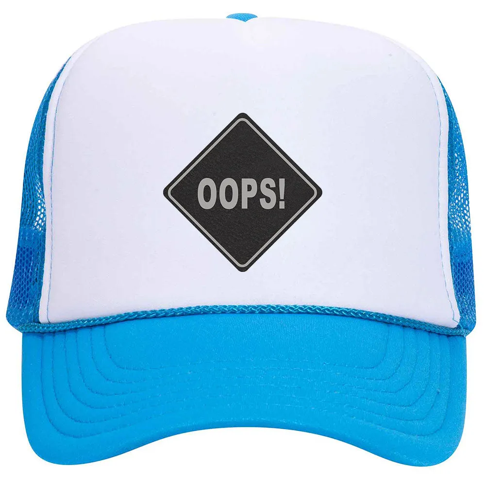 Oops Leatherette Neon 5 Panel High Crown Foam Mesh Back Trucker Hat - For Men and Women