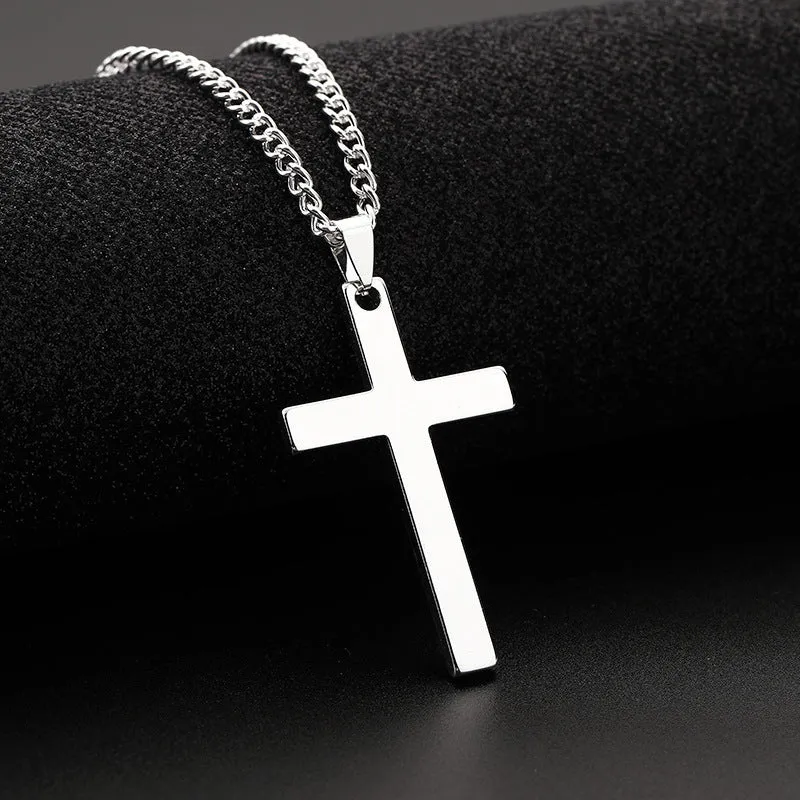 Personalized Fashion Simple Cross Pendant With Card And Gift Box Men's Necklace