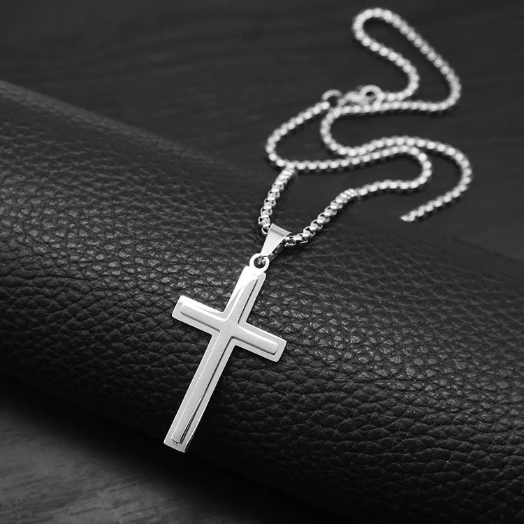 Personalized Fashion Simple Cross Pendant With Card And Gift Box Men's Necklace