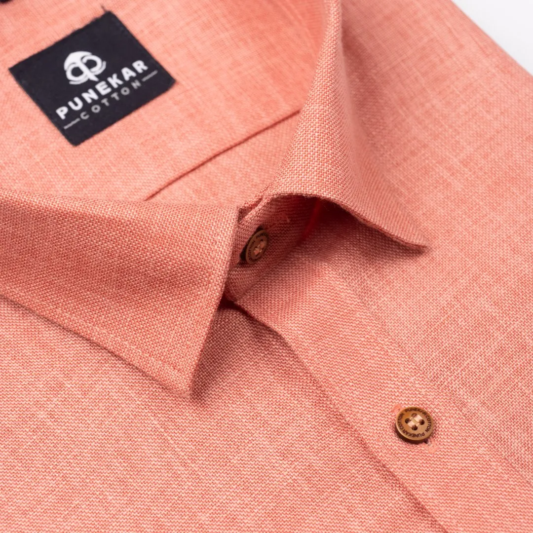 Pink Color Blended Linen Shirt For Men's