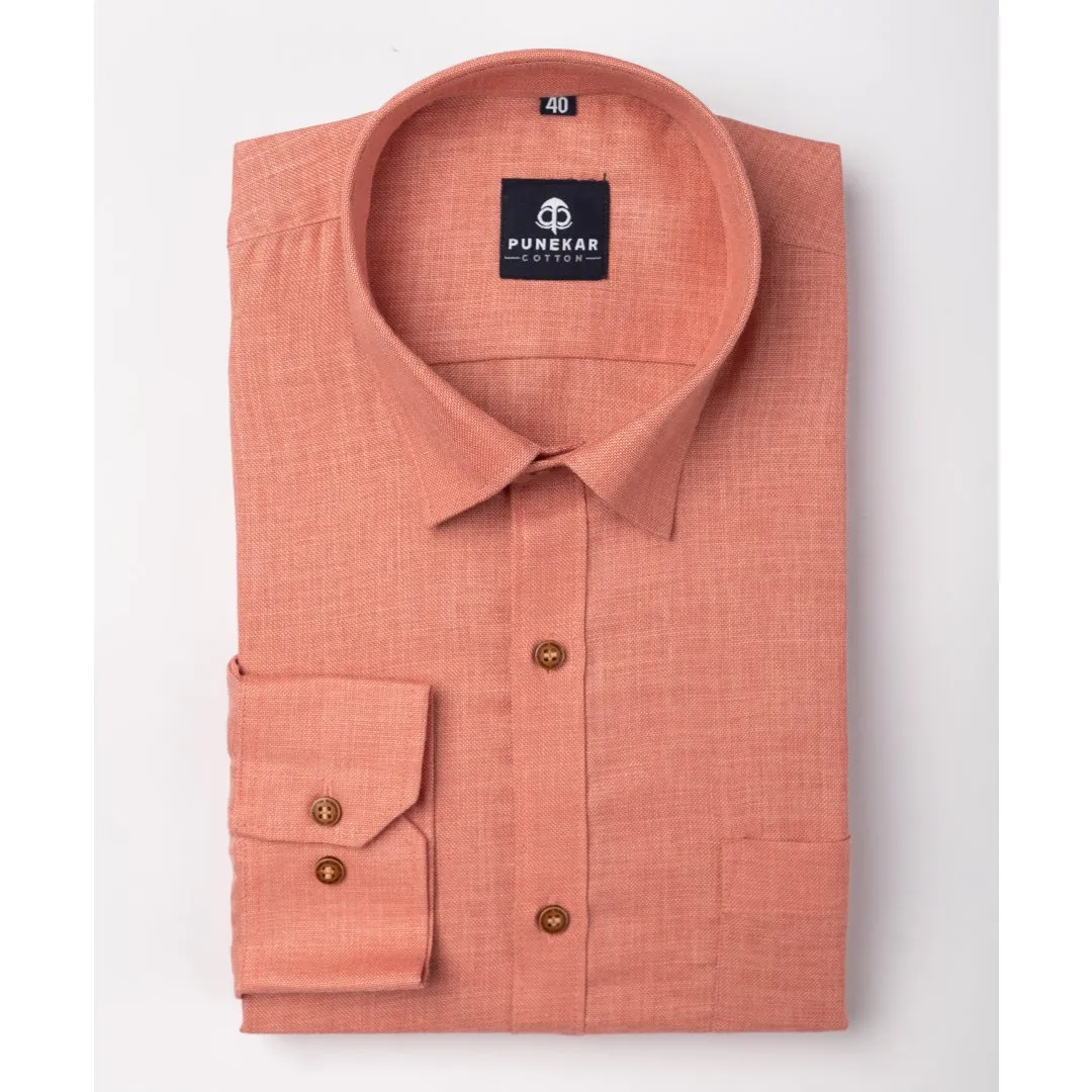 Pink Color Blended Linen Shirt For Men's