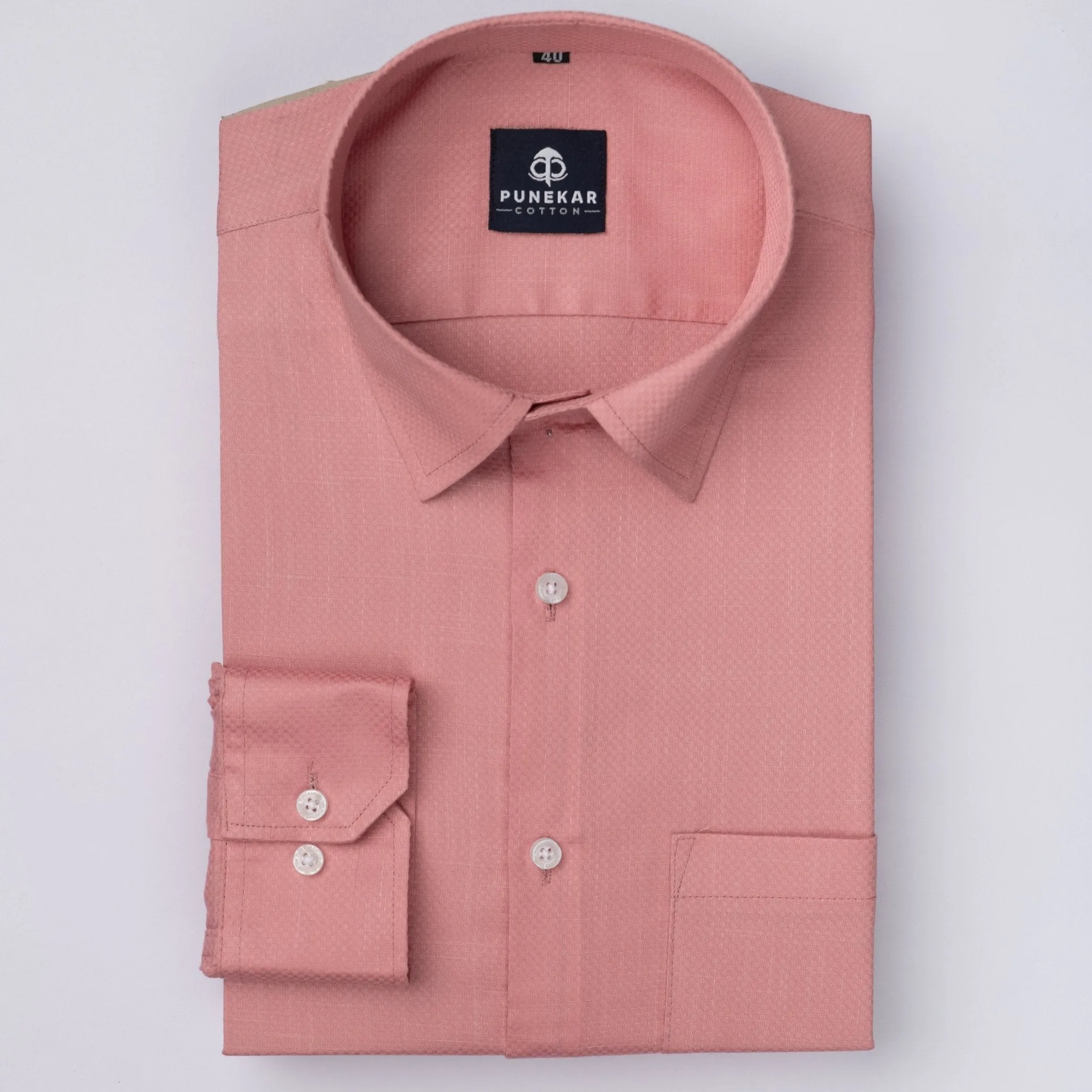 Pink Color Dobby Cotton Shirt For Men