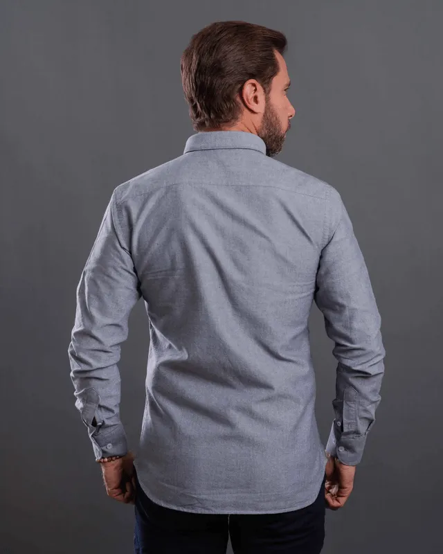 Plain long sleeve shirt-Dark Grey