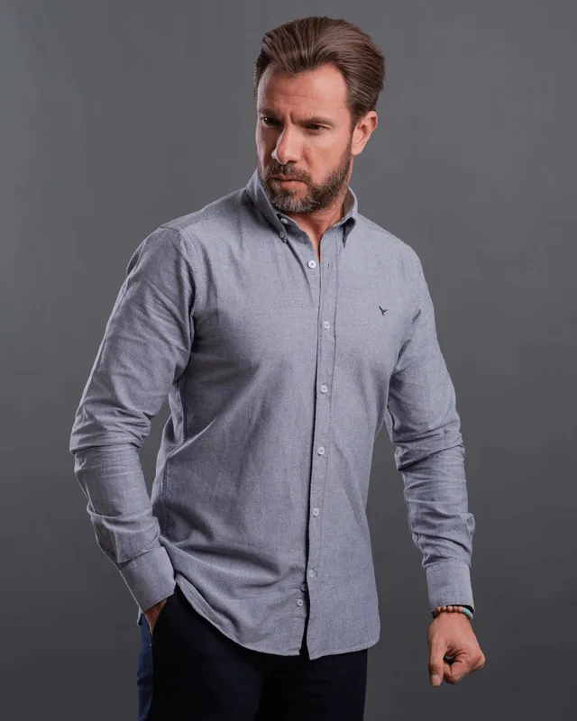 Plain long sleeve shirt-Dark Grey