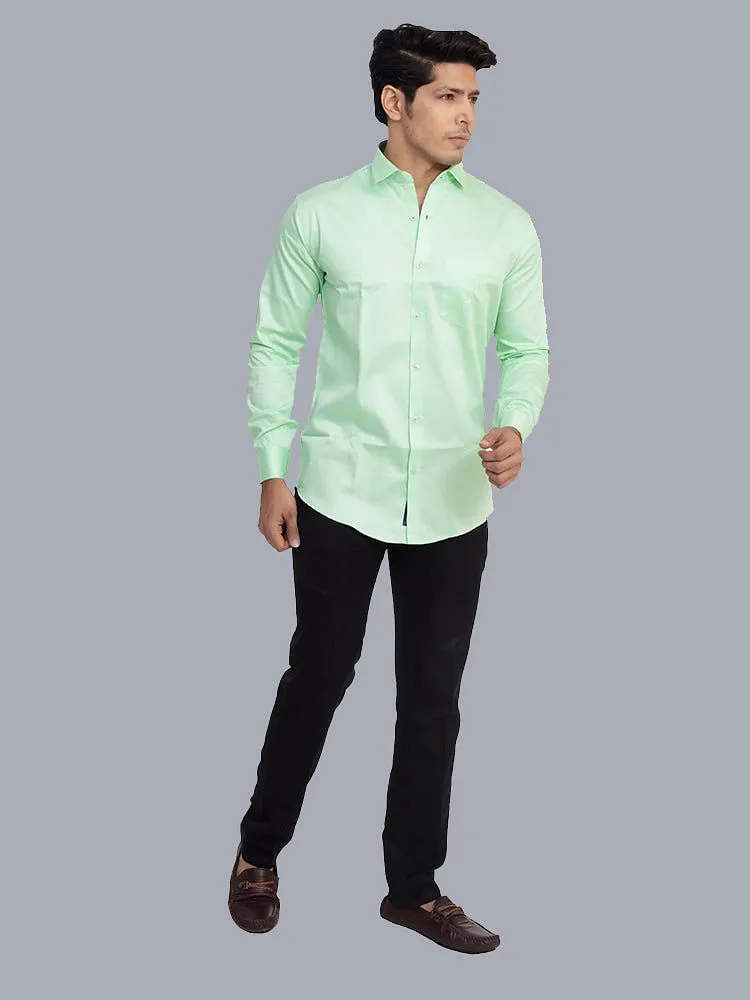 Plain Shirts for Men - Mint Green Solid Giza Formal Men Shirt