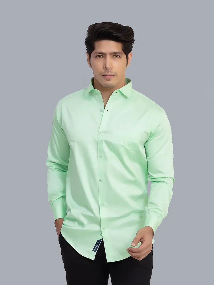 Plain Shirts for Men - Mint Green Solid Giza Formal Men Shirt