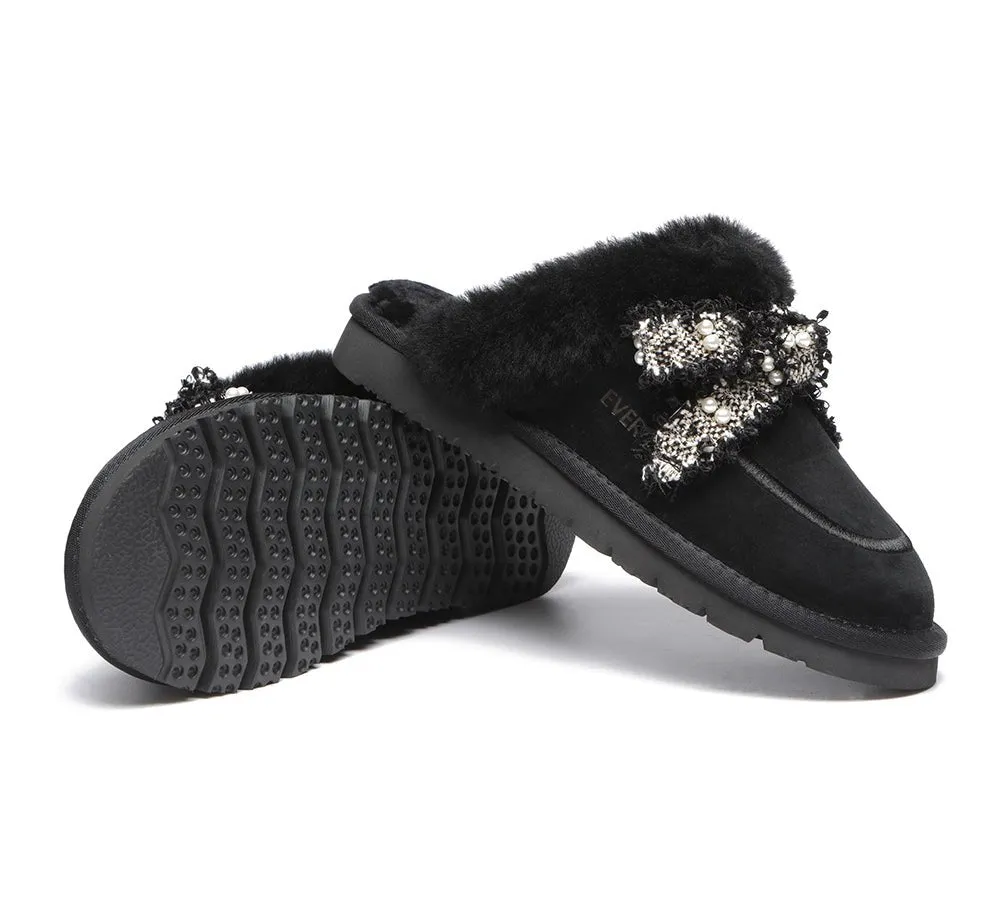 Premium Sheepskin Bow Slipper Women Barbra