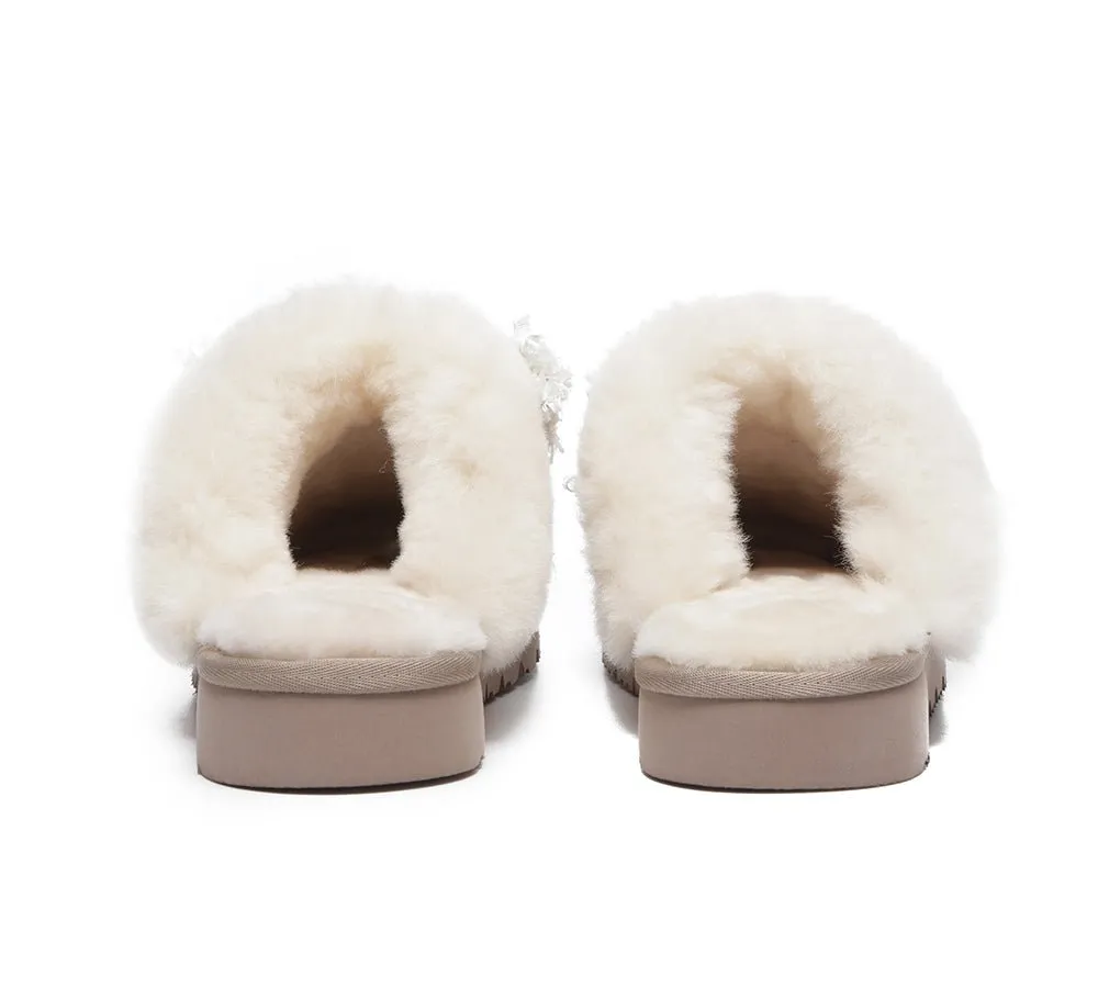 Premium Sheepskin Bow Slipper Women Barbra