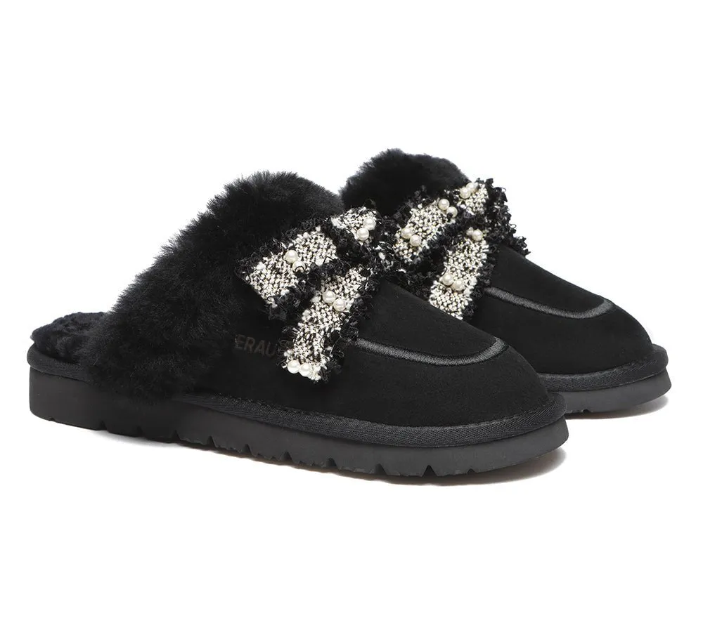 Premium Sheepskin Bow Slipper Women Barbra