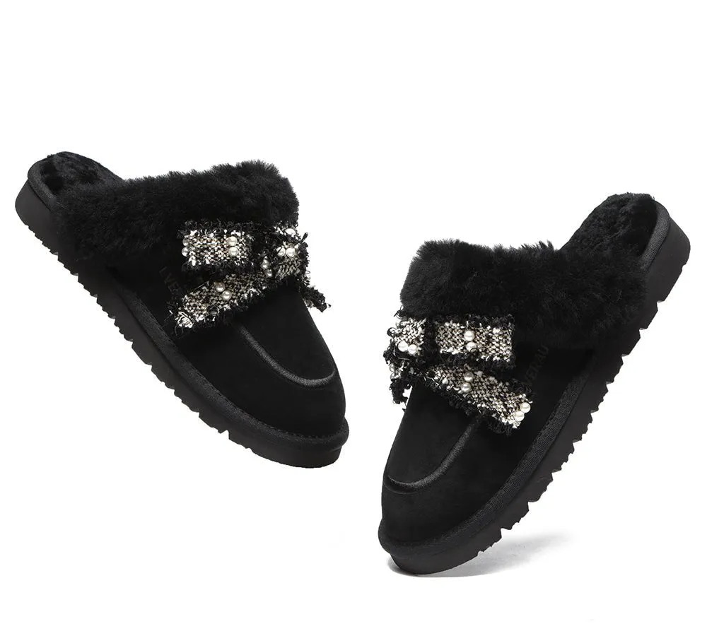 Premium Sheepskin Bow Slipper Women Barbra