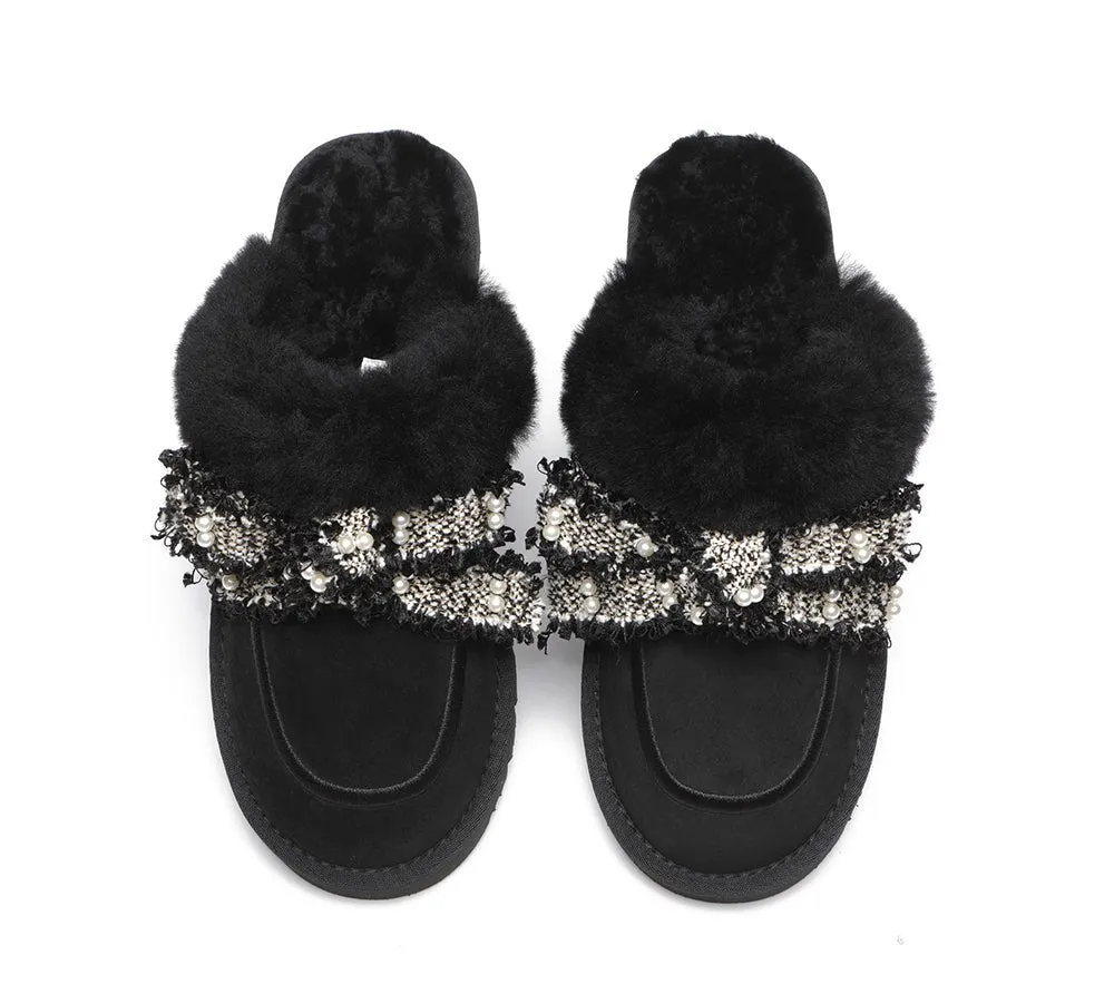 Premium Sheepskin Bow Slipper Women Barbra