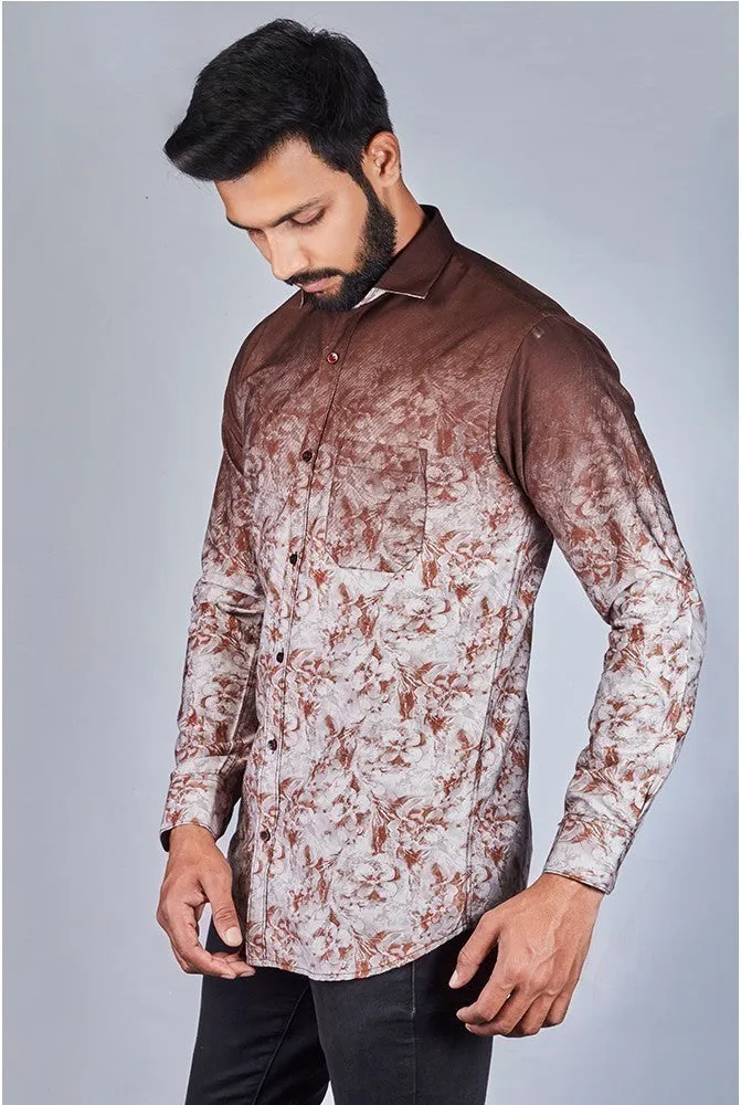 Printed Shirts for Men - Men Printed Spread Collar Cotton Shirt