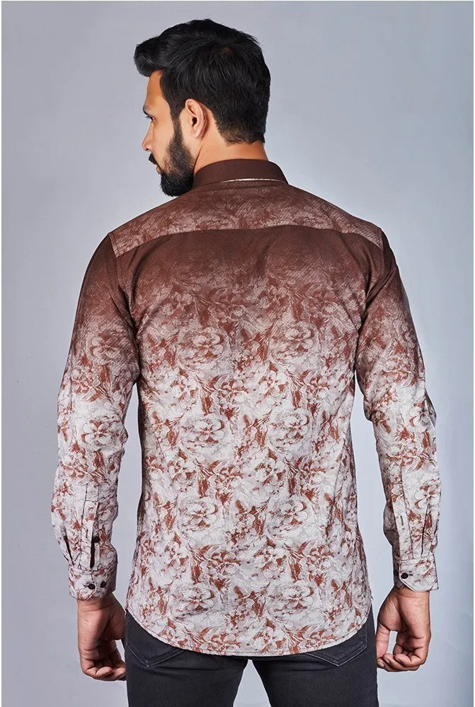 Printed Shirts for Men - Men Printed Spread Collar Cotton Shirt