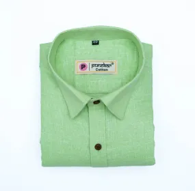 Punekar Cotton Light Greenish Color Cotton Linen Formal Shirt for Men's.