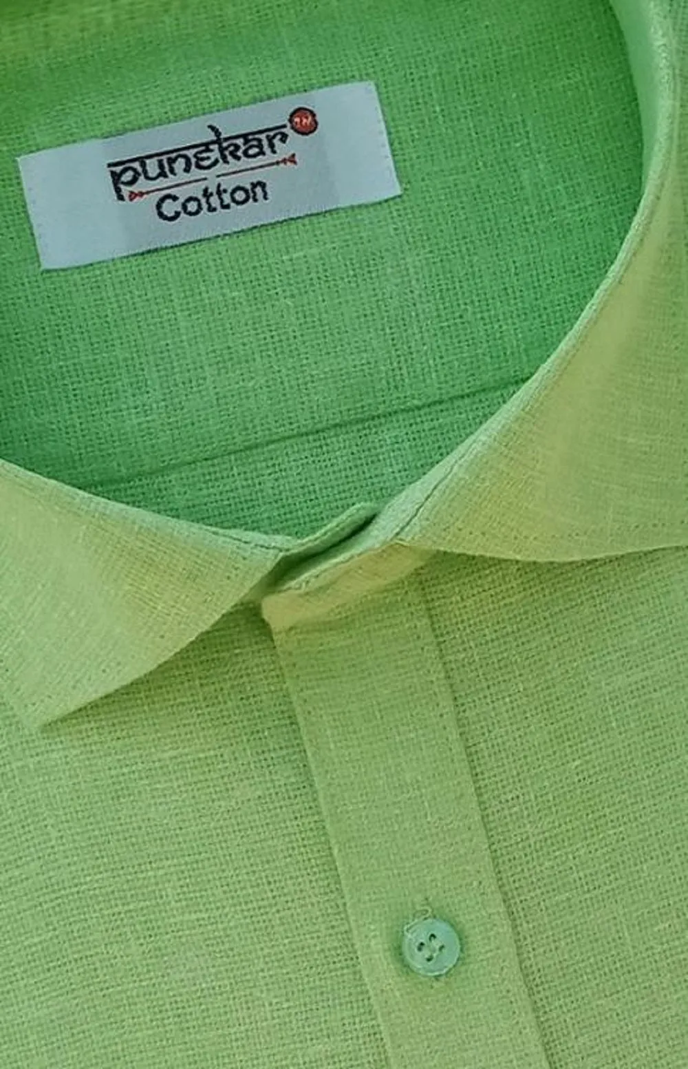 Punekar Cotton Light Greenish Color Cotton Linen Formal Shirt for Men's.