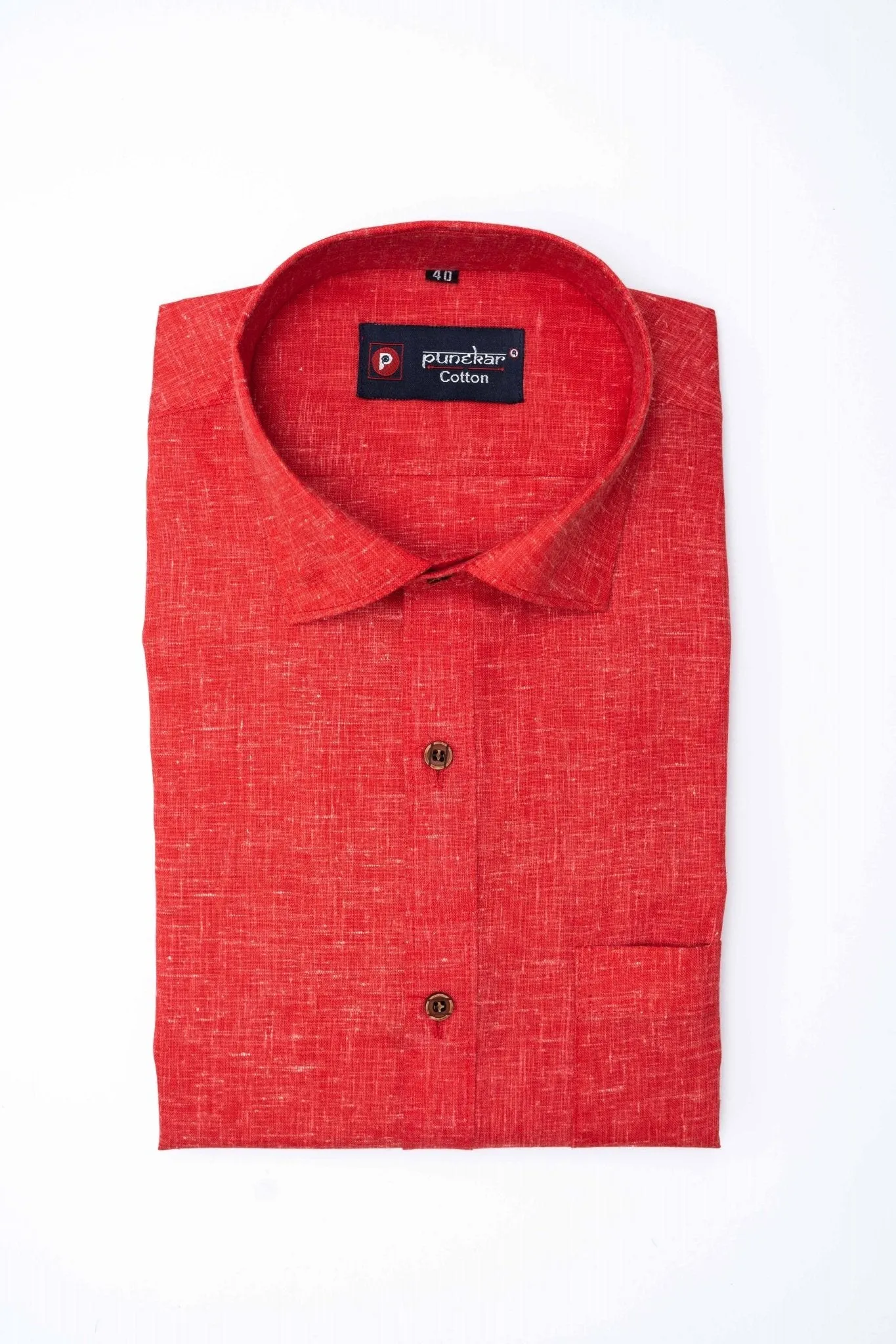 Punekar Cotton Men's Formal Handmade Red Color Shirt for Men's.