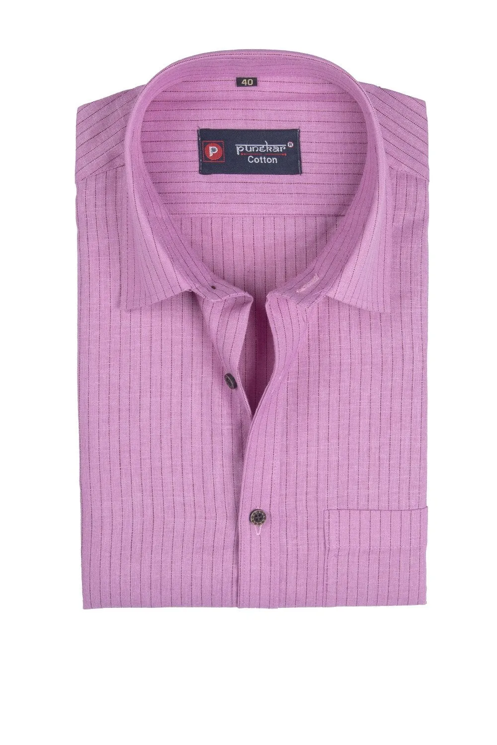 Punekar Cotton Pink Color Lining Criss Cross Woven Cotton Shirt for Men's.