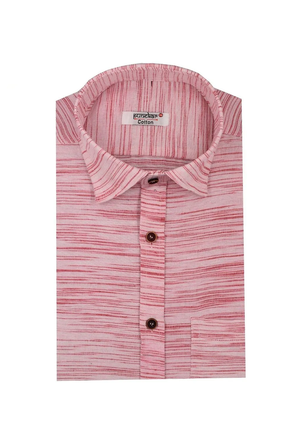 Punekar Cotton Pink Color Pure Cotton Handmade Formal Shirt for Men's.