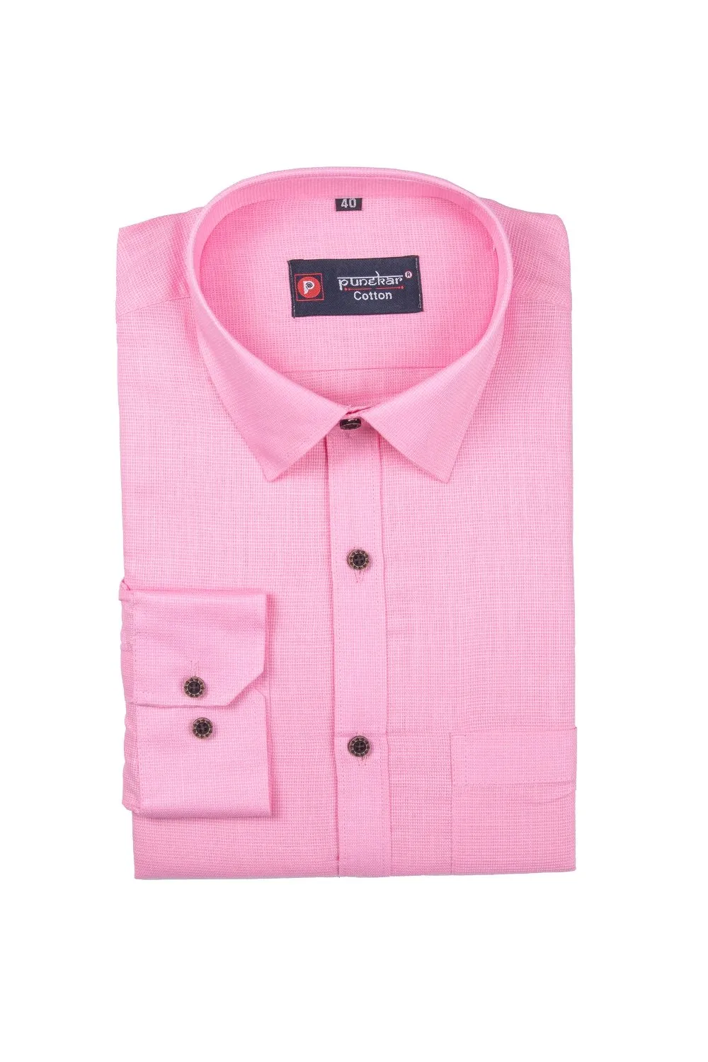 Punekar Cotton Pink Color Silky Linen Cotton Shirt for Men's.