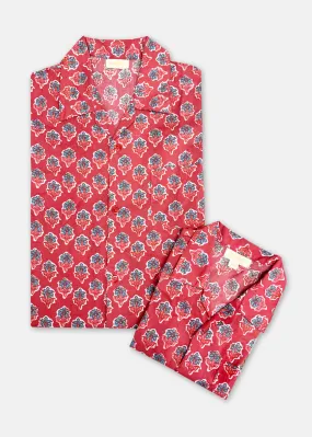 Red Floral Shirts Set for Father-Son