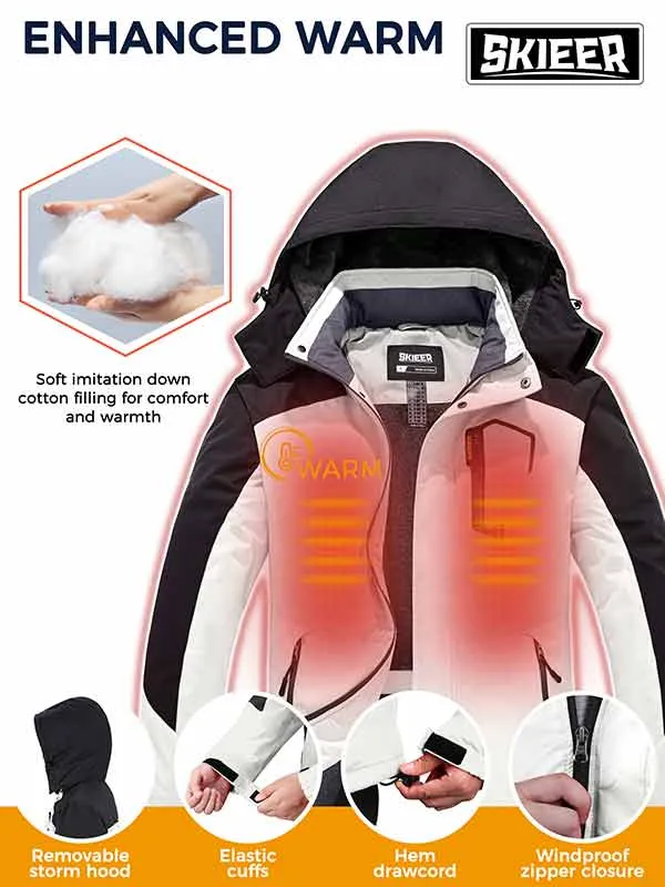 Skieer Men's Ski Jacket Waterproof Winter Snowboarding Coat with Hood Windproof Raincoat