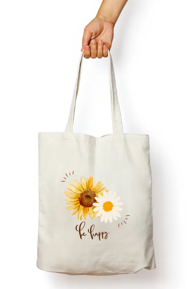 Sunflowers White Tote Bag with Zipper