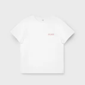 T-Shirt White, Pink Logo, Large