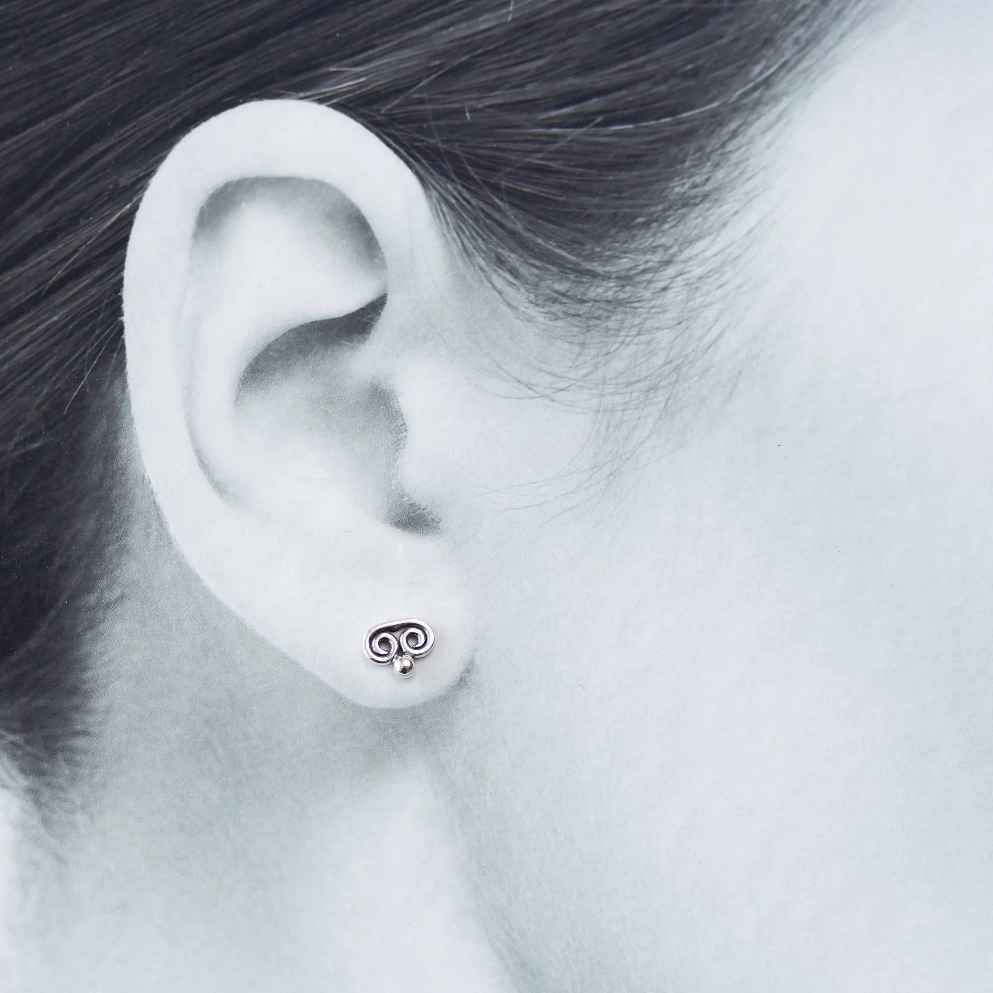 Tiny Double Spiral Stud Earrings, Sterling Silver