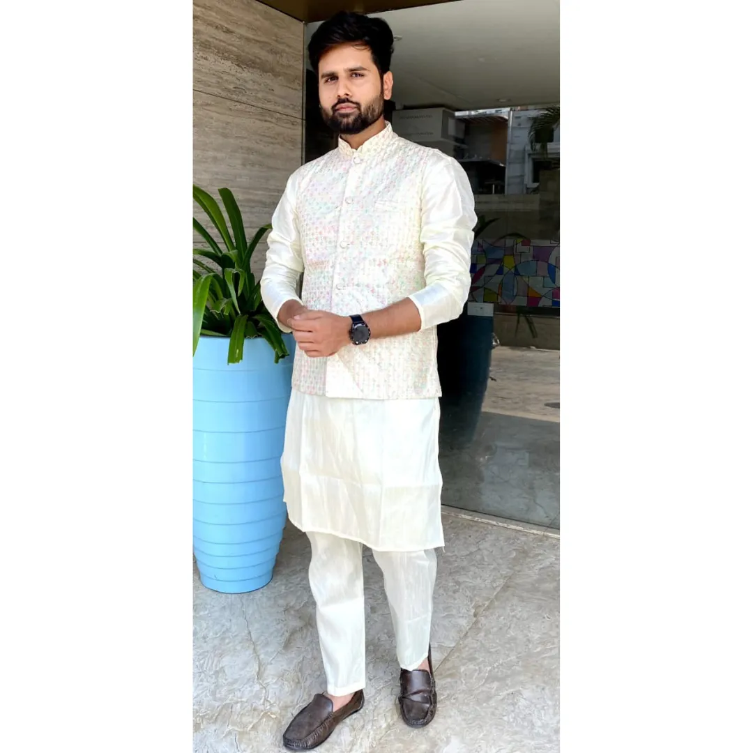 Traditional Party Wear Men Kurta Pajama with Jacket