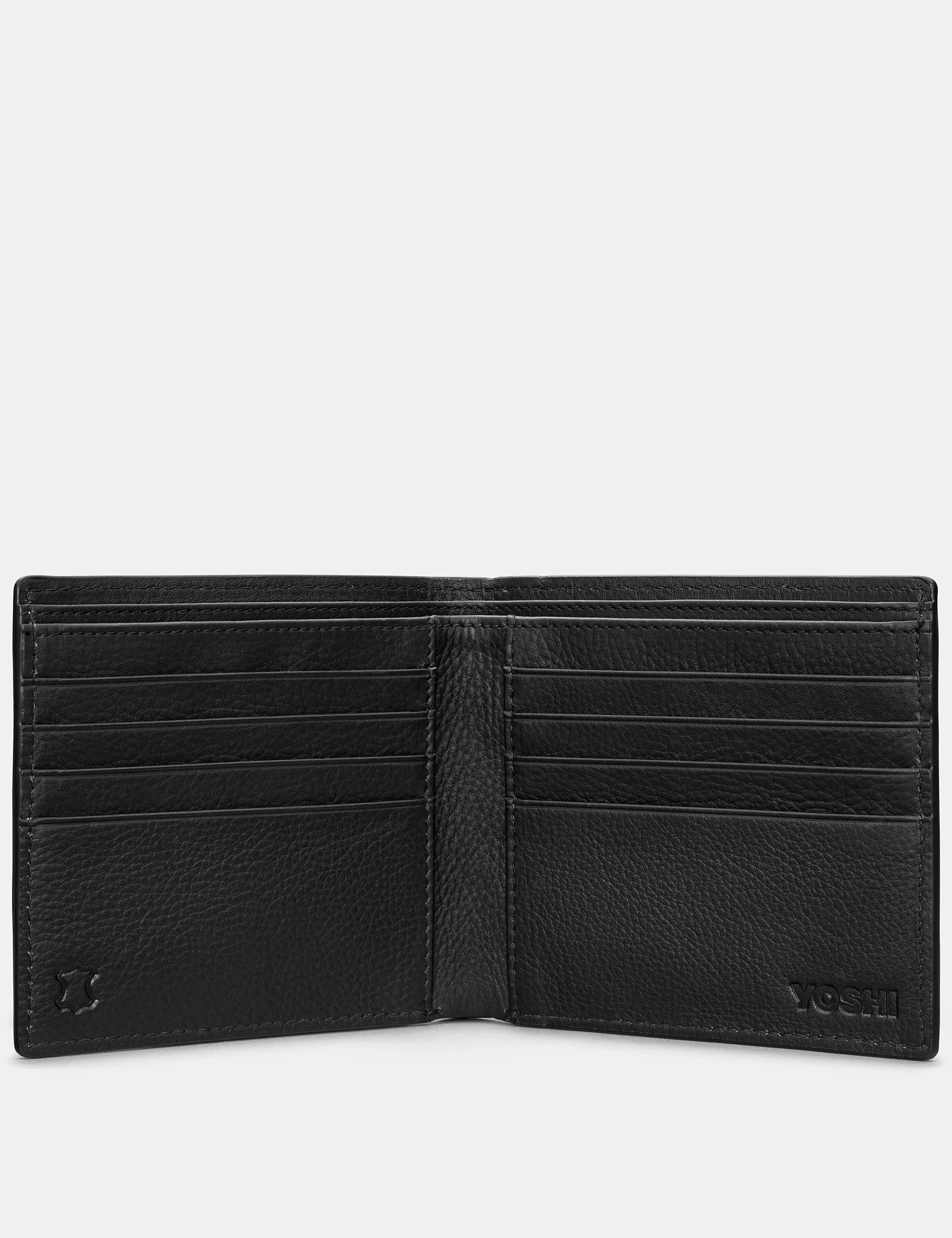 Two Fold East West Black Leather Wallet