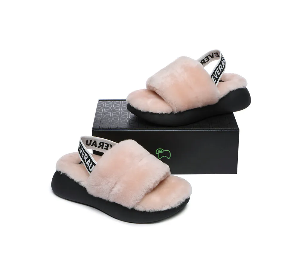 UGG Women Slides Sheepskin Wool Slingback Fluffy Sandals Miss Ever