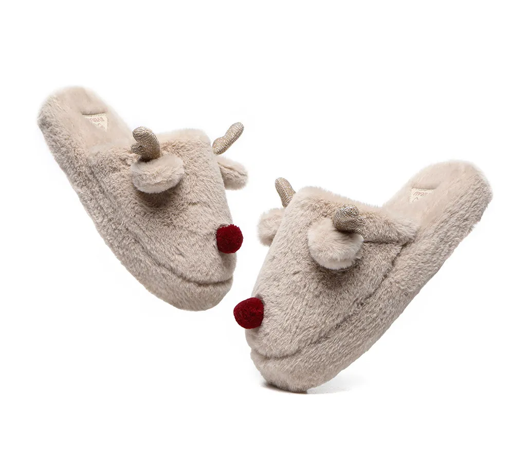 Ultra Plush Unisex Reindeer Slippers