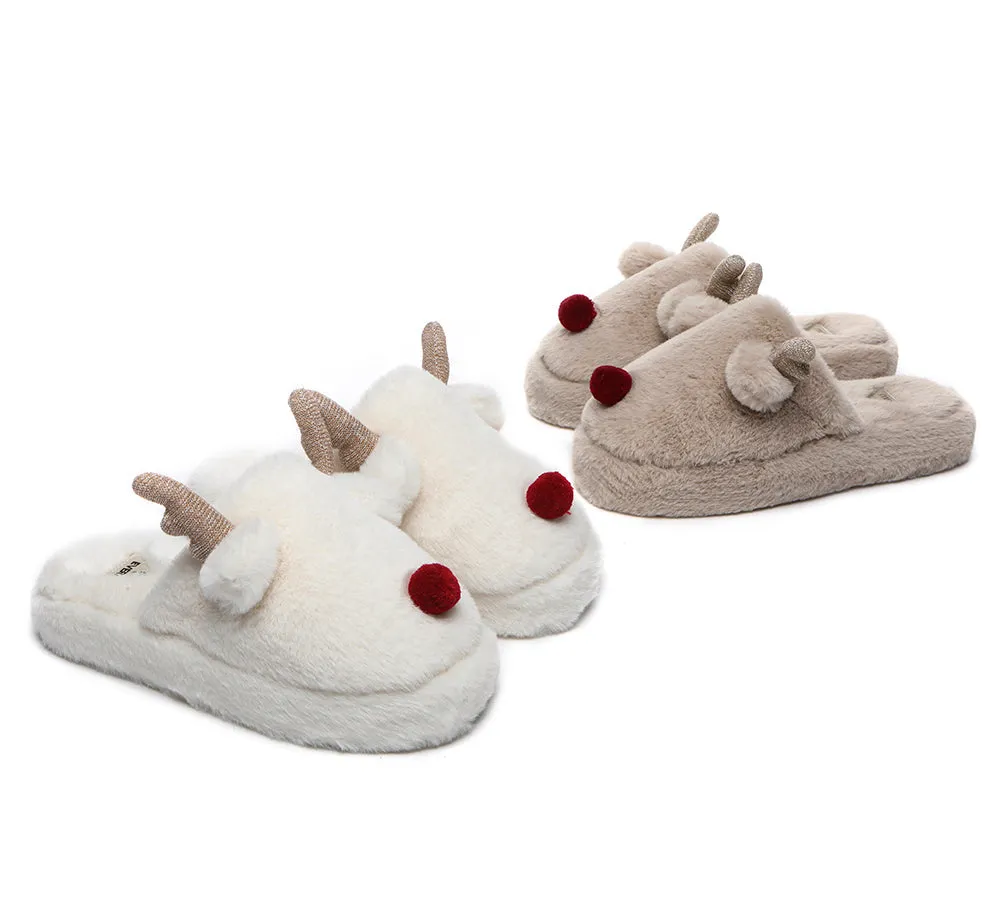 Ultra Plush Unisex Reindeer Slippers