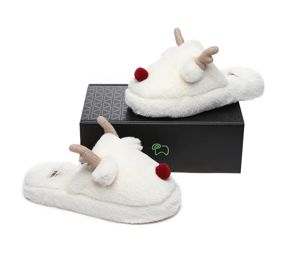 Ultra Plush Unisex Reindeer Slippers