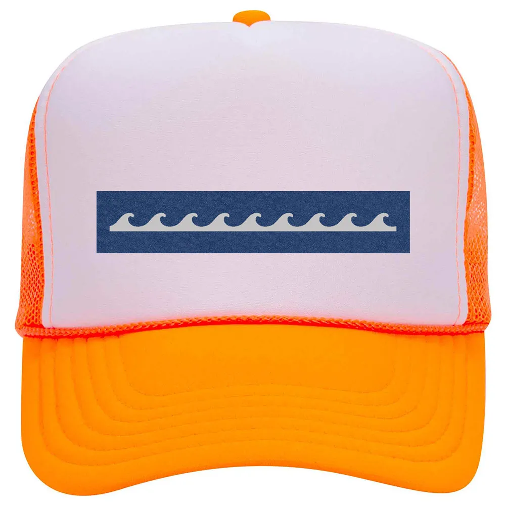 Wave Seamless Leatherette Neon 5 Panel High Crown Foam Mesh Back Trucker Hat - For Men and Women