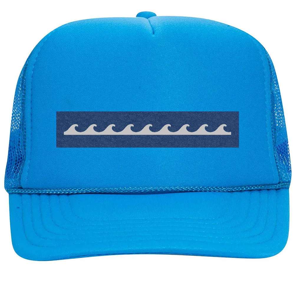 Wave Seamless Leatherette Neon 5 Panel High Crown Foam Mesh Back Trucker Hat - For Men and Women