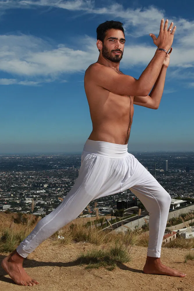 White Organic Cotton  Mens Yoga Pants Kundalini Yoga Satya